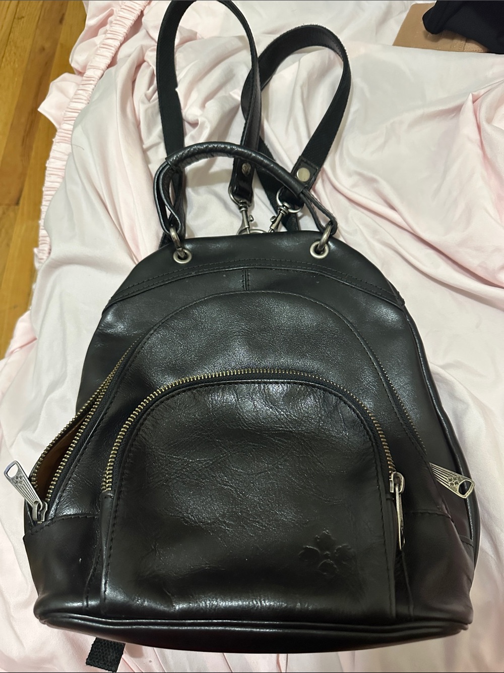Black Leather Women’s Backpack Tote - patricia Nash